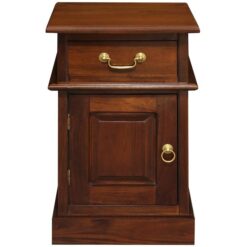 Tasmania Mahogany Timber Bedside Table, Left, Mahogany