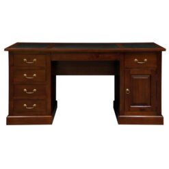 Tasmania Mahogany Timber Writing Desk with Leatherette Top, 160cm, Mahogany