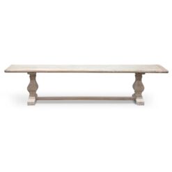 Tate Reclaimed Elm Timber Pedestal Dining Bench, 200cm, White Wash