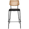 Texas Commercial Grade Steel Bar Stool, Timber Back & Seat, Black / Brass