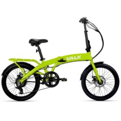 VALK Shuttle 5 Electric Folding Bike, 20" Tyres, Shimano 7-Speed, Lime Green