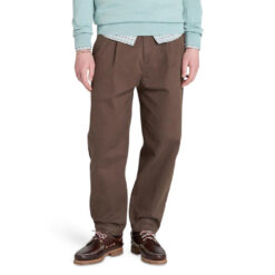 Washed Peached Twill Pleated Pant Brown