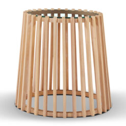 Alamo Glass & Rubberwood Timber Round Side Table, Natural