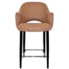 Albury Commercial Grade Pelle / Benito Fabric Counter Stool with Arm, Metal Leg, Tan / Black
