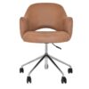 Albury Commercial Grade Pelle / Benito Fabric Gas Lift Office Armchair, V2, Tan / Silver
