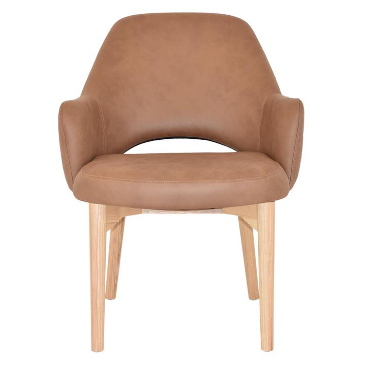 Albury Commercial Grade Pelle / Benito Fabric Tub Chair, Timber Leg, Tan / Natural Albury Commercial Grade Pelle / Benito Fabric Tub Chair, Timber Leg, Tan / Natural