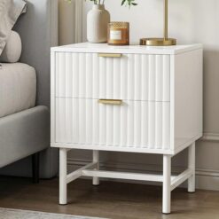 Artiss Bedside Table 2 Drawers - White- WH