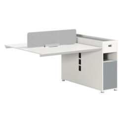 Brynex Plus Modular Office Workstation, 2 Seater Dependant Extension Desk with Divider Screen, 155cm