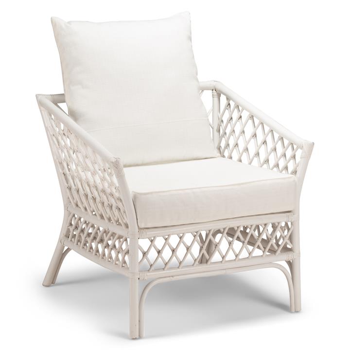 Charlotte Rattan Armchair, White Charlotte Rattan Armchair, White