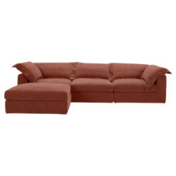 Dunhaven Fabric Modular Sofa, 5 Seater with Ottoman, Rust