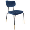Durafurn Tiramisu Commercial Grade Velvet Fabric & Metal Dining Chair, Denim / Black Brass