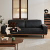 Elysia Full Top Grain Leather Sofa, 2.5 Seater, Black
