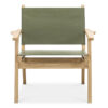 Enzo Leather & Teak Timber Sling Armchair, Olive / Natural Enzo Leather & Teak Timber Sling Armchair, Olive / Natural