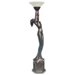 Fedora Lady Figurine Decor Lamp, Large, Dark Bronze