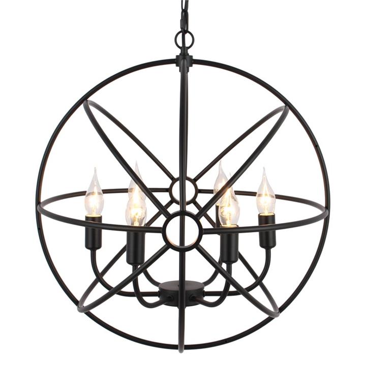 Foucault Rustic Iron Orb Pendant Light, Small Foucault Rustic Iron Orb Pendant Light, Small