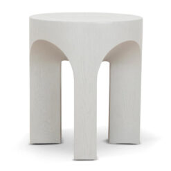 Hevron Modern Fiberglass Round Side Table, Light Grey