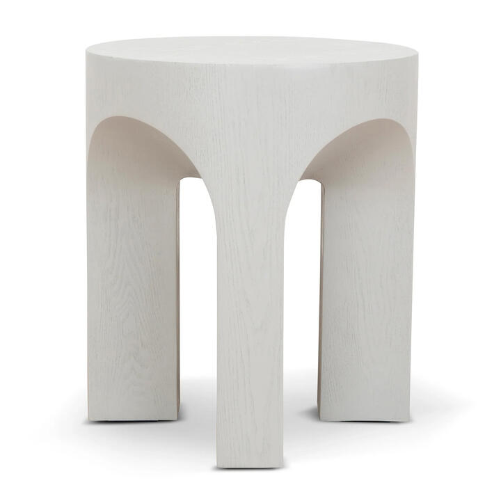 Hevron Modern Fiberglass Round Side Table, Light Grey Hevron Modern Fiberglass Round Side Table, Light Grey