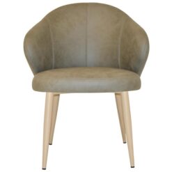 Hugo Commercial Grade Pelle Fabric Dining Chair, Metal Leg, Sage / Birch