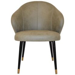 Hugo Commercial Grade Pelle Fabric Dining Chair, Slim Metal Leg, Sage / Black Brass