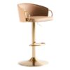Jensen Faux Leather & Metal Gas Lift Swivel Counter / Bar Stool, Latte / Brass