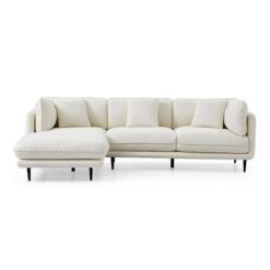 Morrigan Leather Modular Corner Sofa, 3 Seater with LHF Chaise, Type B, White