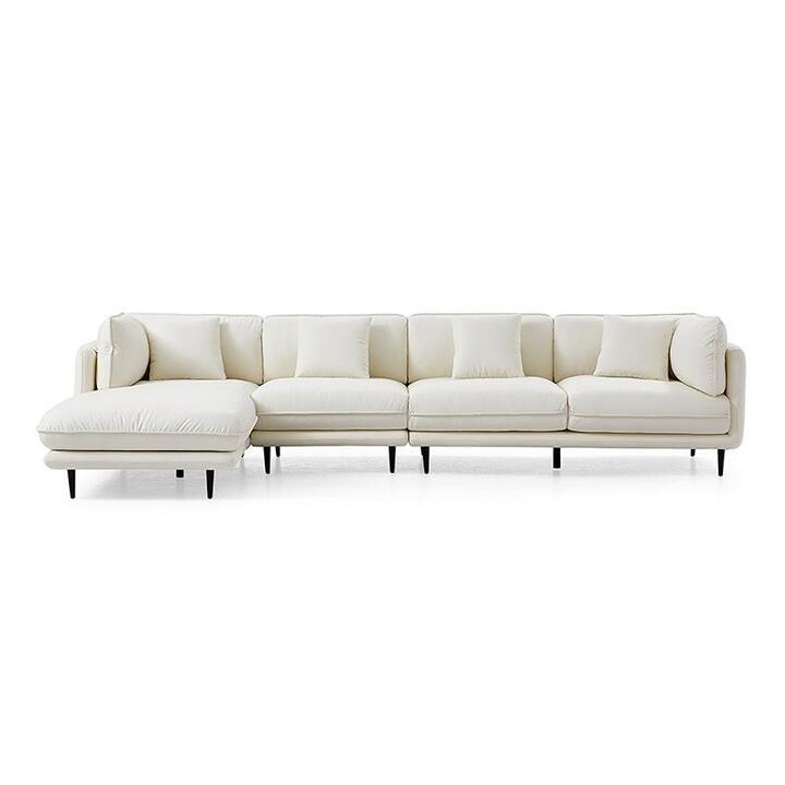 Morrigan Leather Modular Corner Sofa, 4 Seater with LHF Chaise, White Morrigan Leather Modular Corner Sofa, 4 Seater with LHF Chaise, White