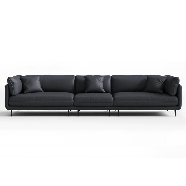Morrigan Leather Modular Sofa, 5 Seater, Black Morrigan Leather Modular Sofa, 5 Seater, Black