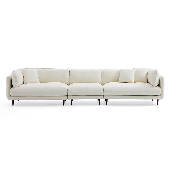 Morrigan Leather Modular Sofa, 5 Seater, White Morrigan Leather Modular Sofa, 5 Seater, White