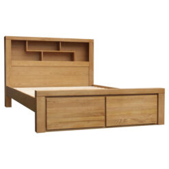 Mossvale Acacia Timber Bookcase Bed with End Drawers, King
