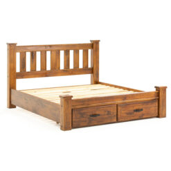 Narooma New Zealand Pine Timber Slat Bed with End Drawers, King
