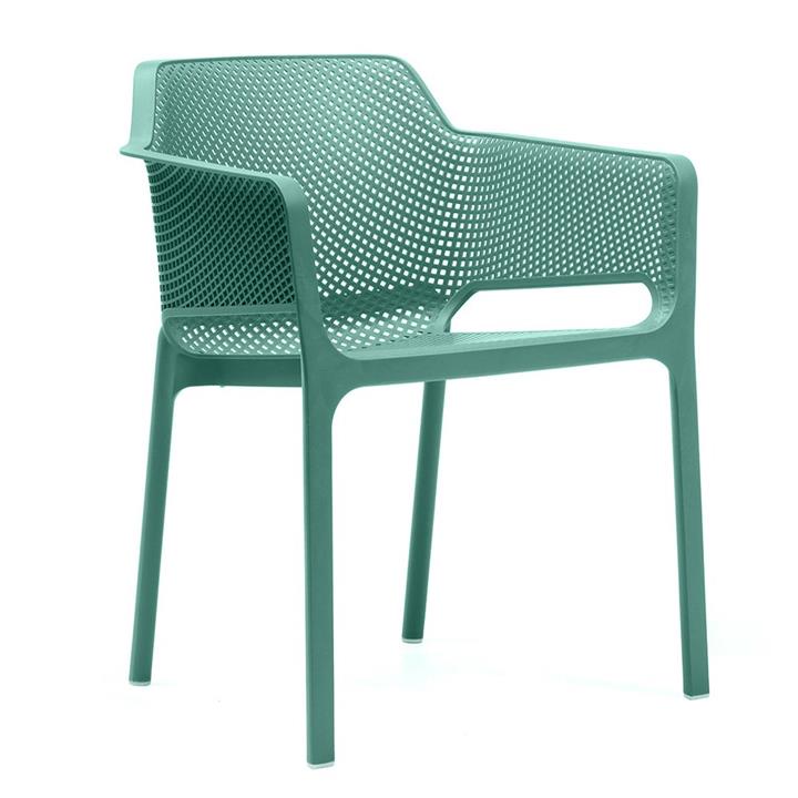 Net Italian Made Commercial Grade Stackable Indoor / Outdoor Dining Armchair, Mint Net Italian Made Commercial Grade Stackable Indoor / Outdoor Dining Armchair, Mint