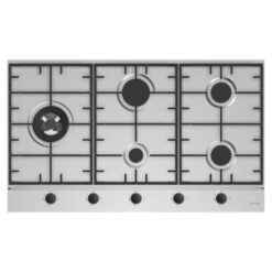 Omega 90cm Gas Cooktop with Wok Burner - Stainless Steel