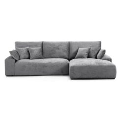 Omica Chenille Fabric Modular Corner Sofa, 3 Seater with RHF Chaise, Grey