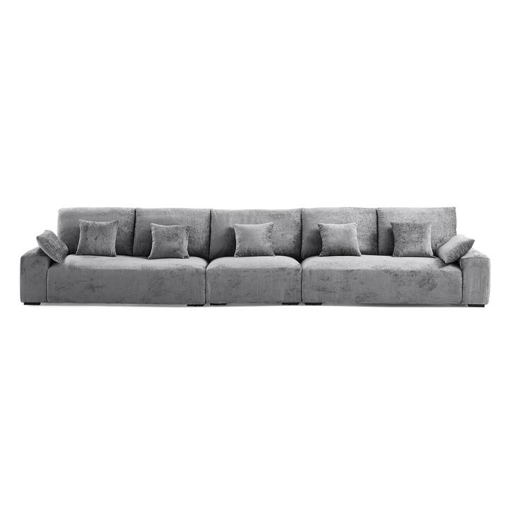 Omica Chenille Fabric Modular Sofa, 7 Seater, Grey Omica Chenille Fabric Modular Sofa, 7 Seater, Grey