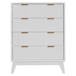 Pozsar Acacia Timber 4 Drawer Tallboy, White