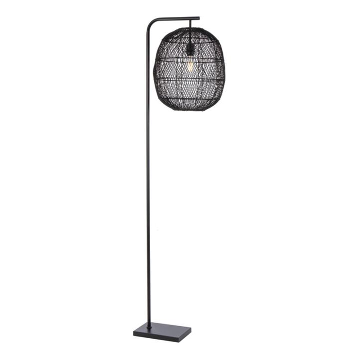 Rana Rattan & Iron Floor Lamp, Black / Black Rana Rattan & Iron Floor Lamp, Black / Black
