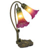Rena Tiffany Style Stained Glass Lily Table Lamp, Double Shade, Purple / Green