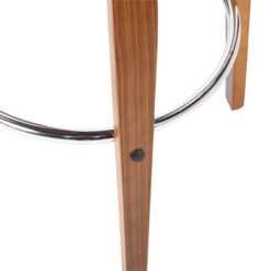 Rho Bentwood Swivel Bar Stool, Faux Leather Seat, White / Light Walnut