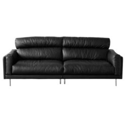 Seina Full Top Grain Leather Modular Sofa, 3 Seater, Black