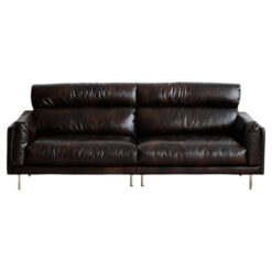 Seina Full Waxed Top Grain Leather Sofa, 3.5 Seater, Chocolate