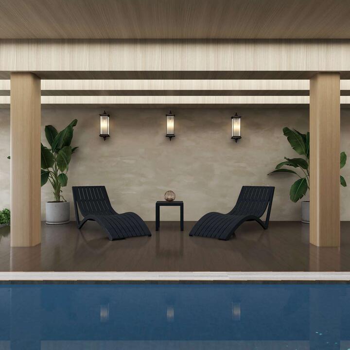 Siesta Slim 3 Piece Commercial Grade Sun Lounger & Side Table Set, Black Siesta Slim 3 Piece Commercial Grade Sun Lounger & Side Table Set, Black