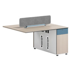 Silex Modular Office Workstation, 2 Seater Dependant Extension Desk with Dark Grey Divider Screen, 140cm