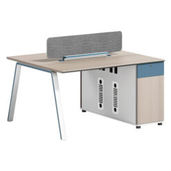 Silex Modular Office Workstation, 2 Seater Primary Desk with Dark Grey Divider Screen, 120cm