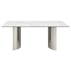 Sorezzo Marble & Stainless Steel Dining Table, 160cm