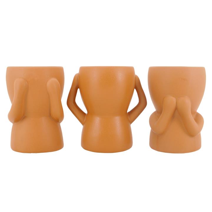 Three Wisdom Pots Ceramic Planter Set, Caramel Three Wisdom Pots Ceramic Planter Set, Caramel