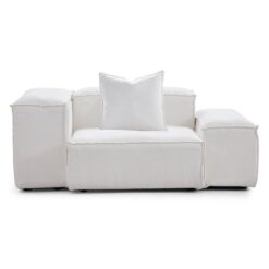 Touff Cotton Linen Fabric Modular Armchair, High & Low Arms, White