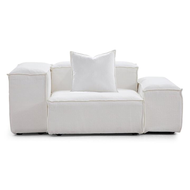Touff Cotton Linen Fabric Modular Armchair, High & Low Arms, White Touff Cotton Linen Fabric Modular Armchair, High & Low Arms, White