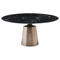 Vistaro Marble & Stainless Steel Round Dining Table, 135cm