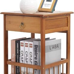 2 Tier Classic Bedside Table Drawer Side Table Living Room Coffee Tea End Table