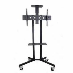 32-70" Rolling Tv Stand Mount W Dvd Storage Top Shelf Tv Bracket Trolley Casters
